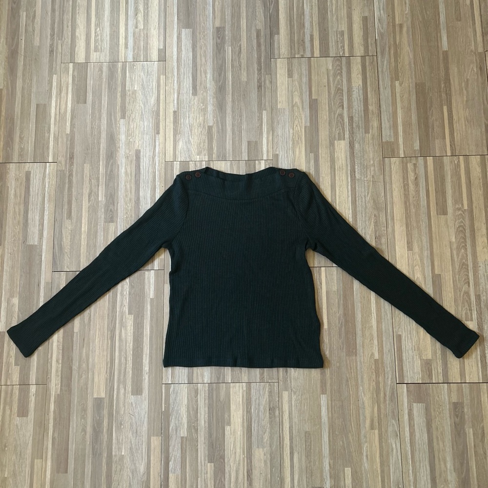 NWT Women’s Madewell Ribbed Long Sleeve Top in Hunter Green Size Medium